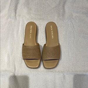 NWT Womens Jack Rogers Bay Flatform Sandal Raffia in Natural size 7